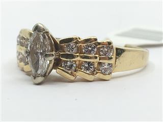14K Yellow Gold Lady's Diamond Engagement Ring .86 CTW Size 9 3.4g